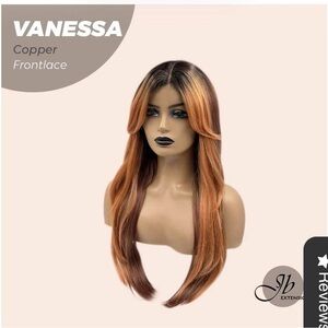 Vanessa Copper Front Lace Wig - Copper Brown Long Layers